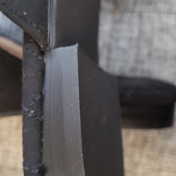 Coutgo Black Bow Knot Square Closed Toe Quilted Faux Suede Flat Mules Size 5.5 - Picture 8 of 9